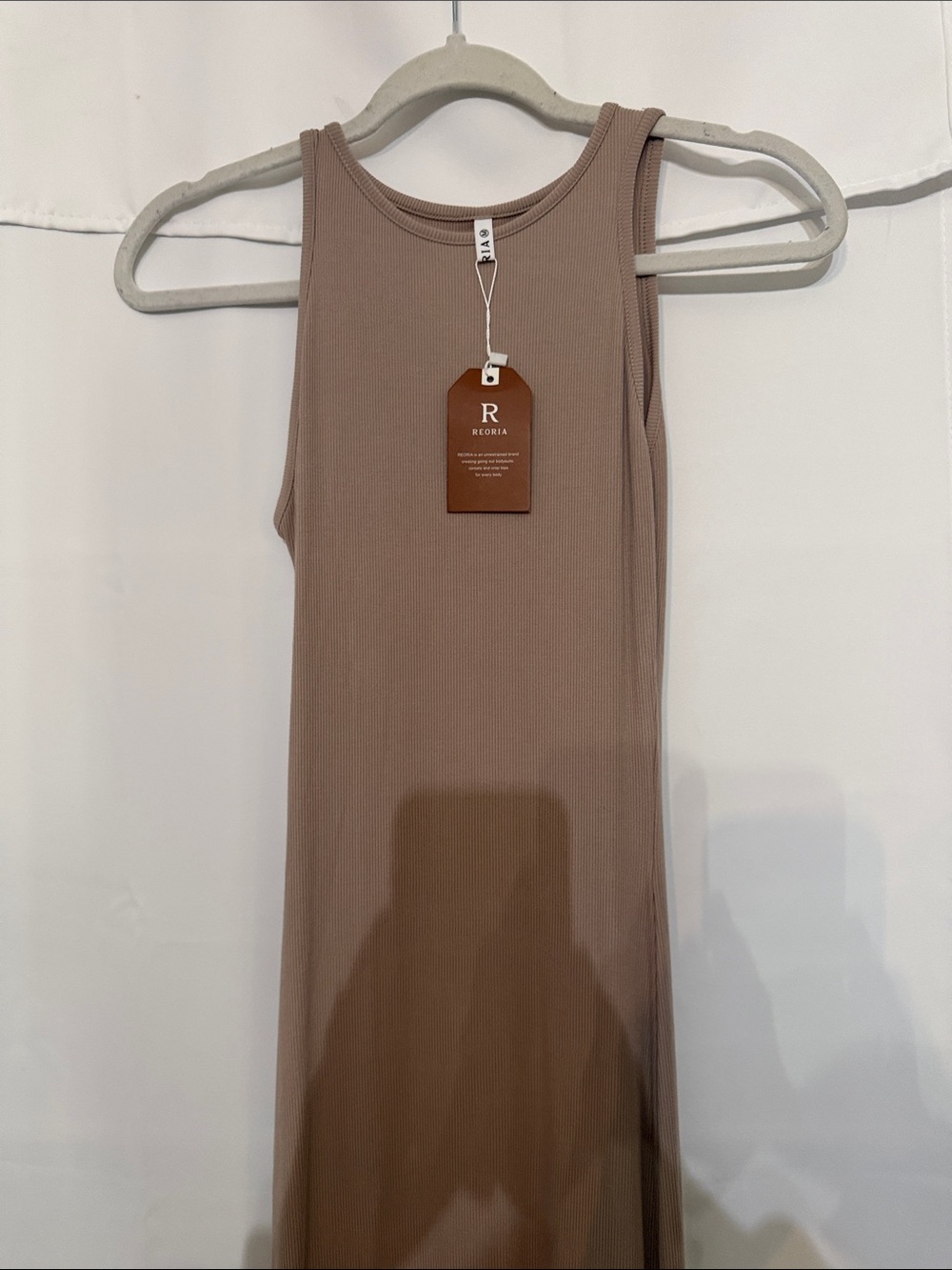 ReoRia Sleeveless Ribbed Maxi Dress in Mauve-Taupe